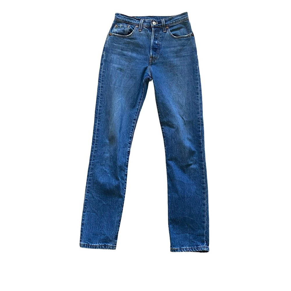 Levi's 501 Button‎ Fly Jeans Women's W24 L30 Blue Straight Leg Denim Pants